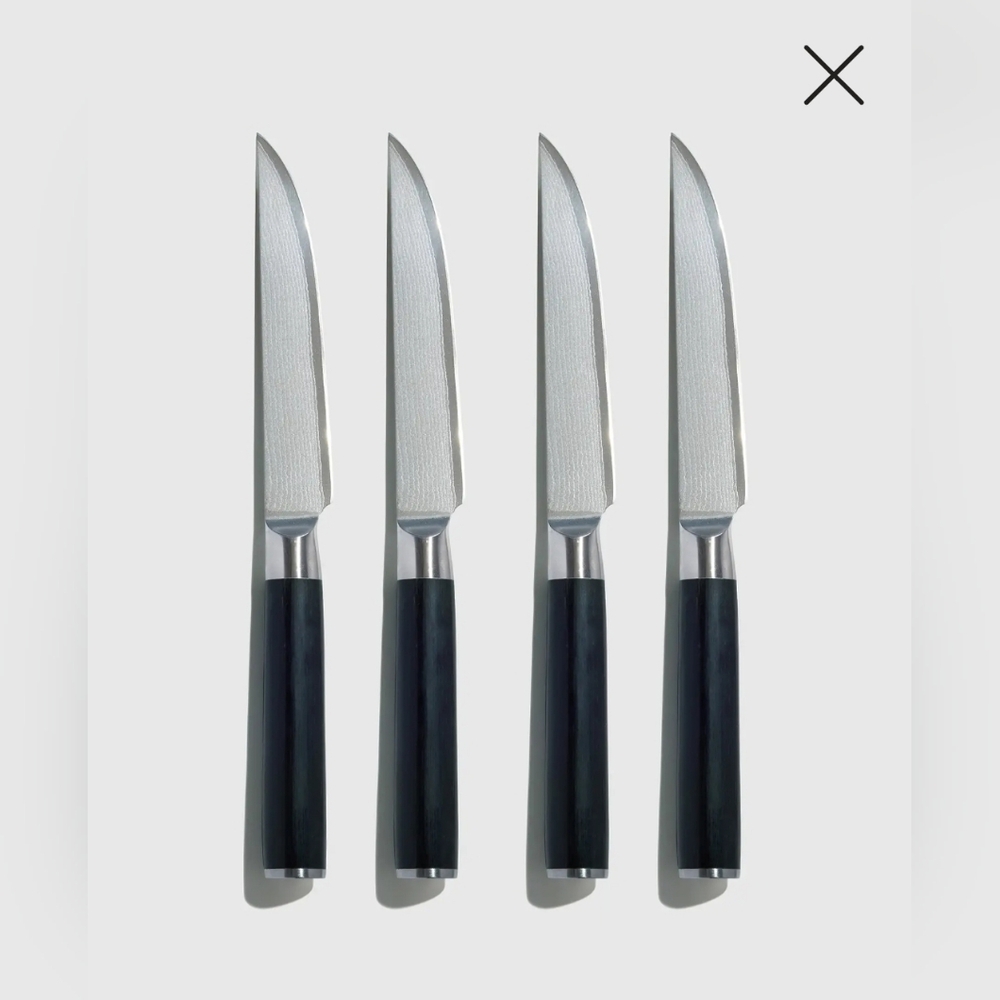 NEW! Quince- Essentials Japanese Damascus Steak Knife Set Of 4! (Z7)